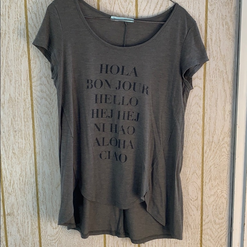 Olive green high low shirt